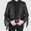 Ryder Mens Leather Fringe Jacket