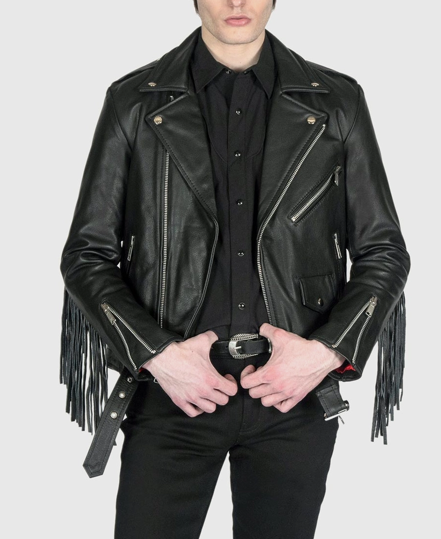 Ryder Mens Leather Fringe Jacket