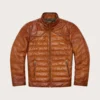 Texas Standard Mens Quilted Cognac Leather Jacket