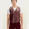 Wanderer Mens Burgundy Leather Vest