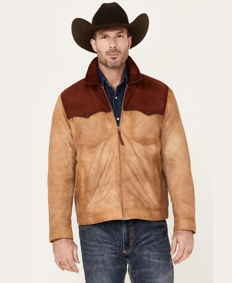 Wildwood Mens Burnished Suede Color Block Jacket