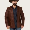Canyon Ridge Mens Antique Brown Leather Blazer
