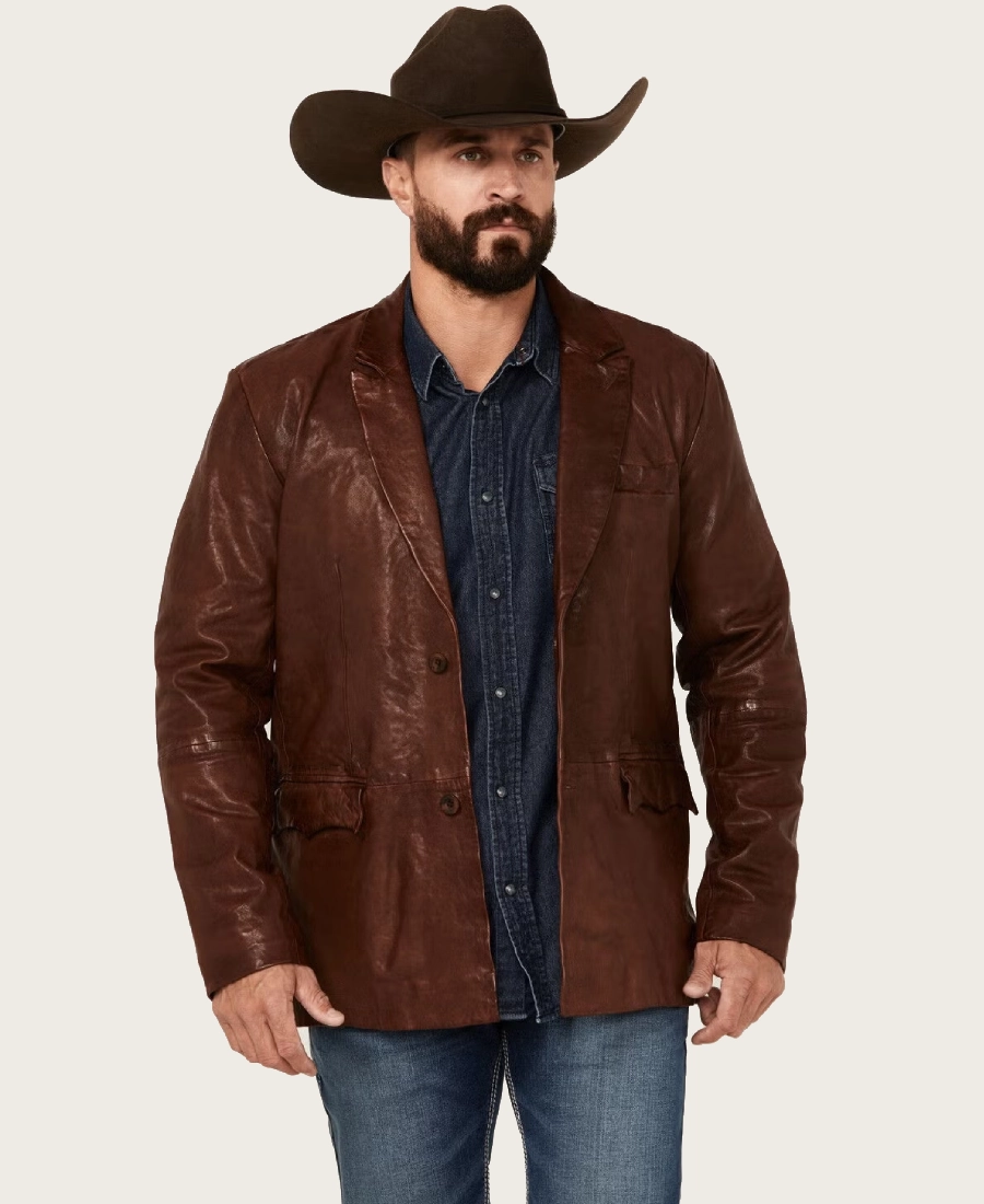 Canyon Ridge Mens Antique Brown Leather Blazer