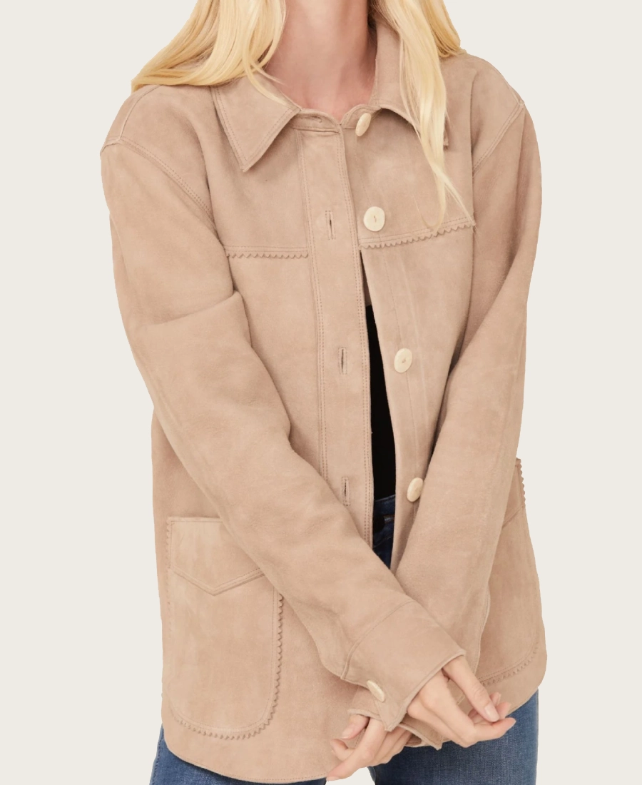 Daiseta Sandstone Women’s Suede Western Shacket - Image 3