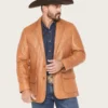 Drover Mens Western Whip Stitch Leather Blazer