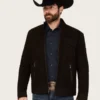 Outrider Mens Deep Espresso Suede Trucker Jacket