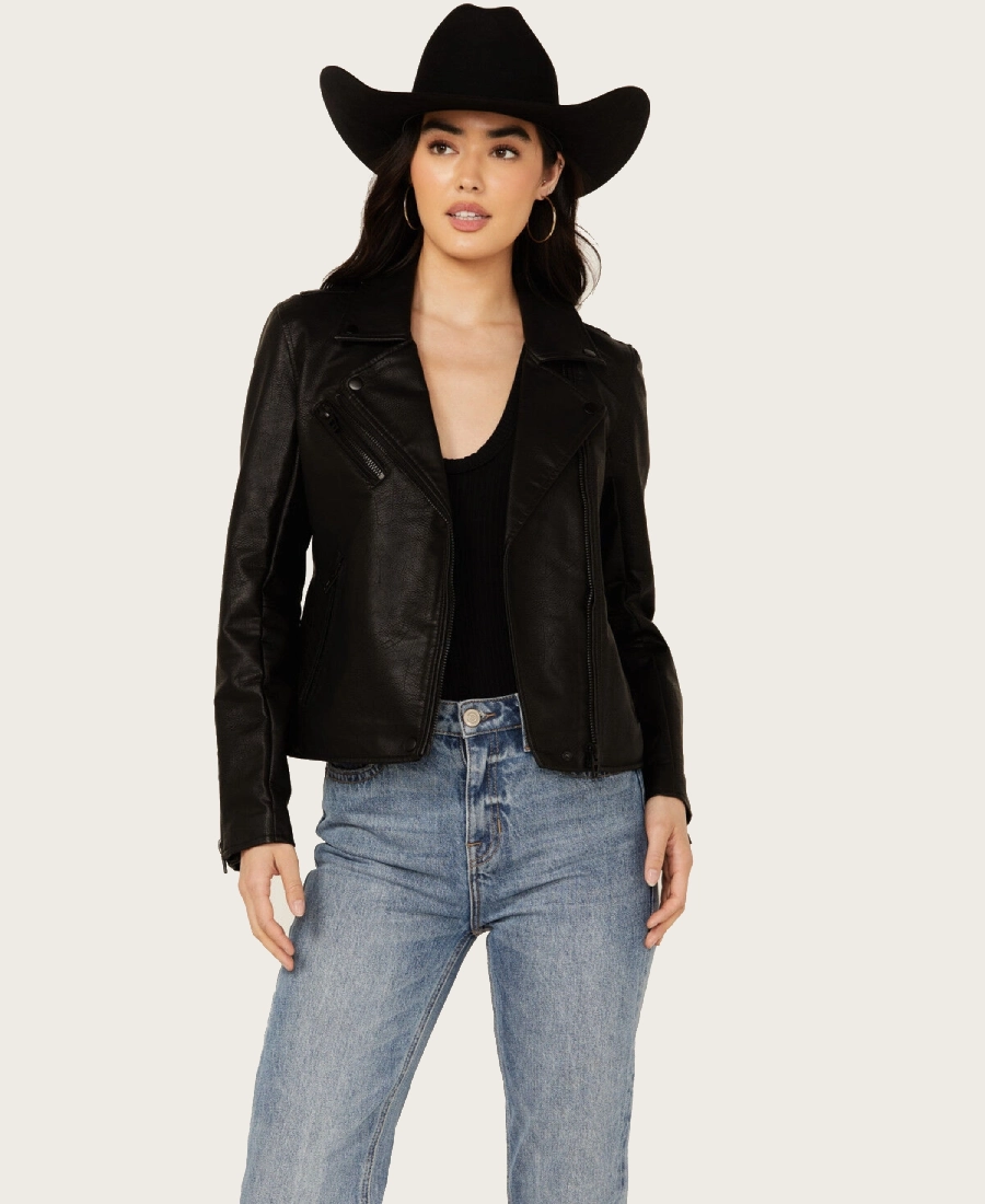 Raven Rider Womens Leather Black Moto Zipper Jacket