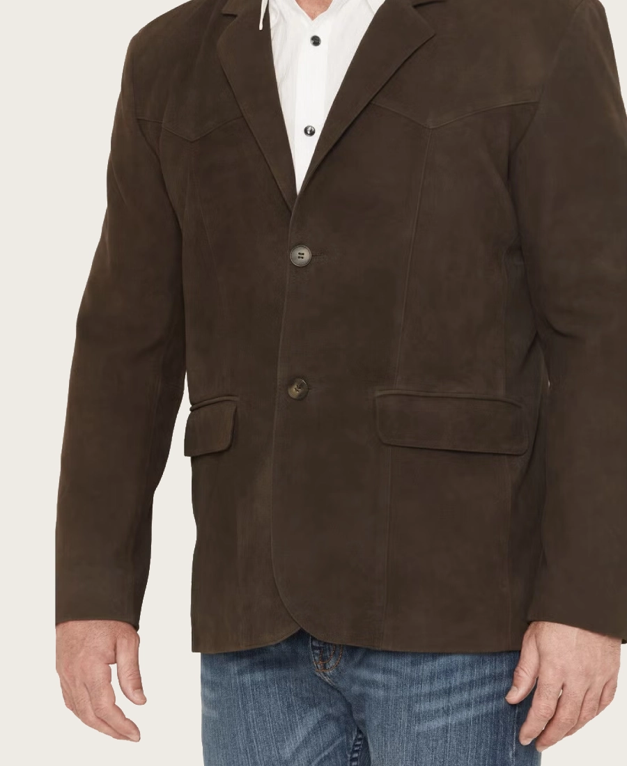 Rough Cedar Mens Brown Leather Blazer
