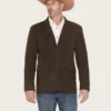 Rough Cedar Mens Brown Suede Leather Blazer