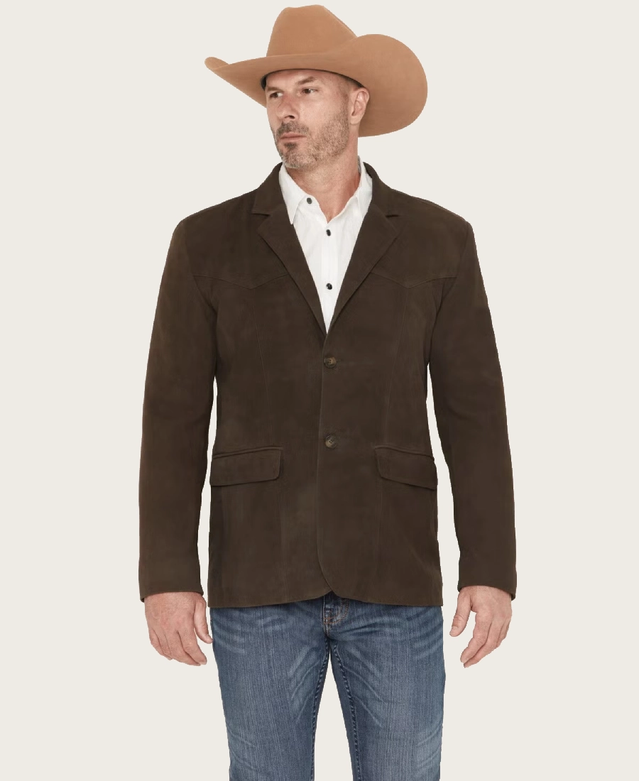 Rough Cedar Mens Brown Suede Leather Blazer