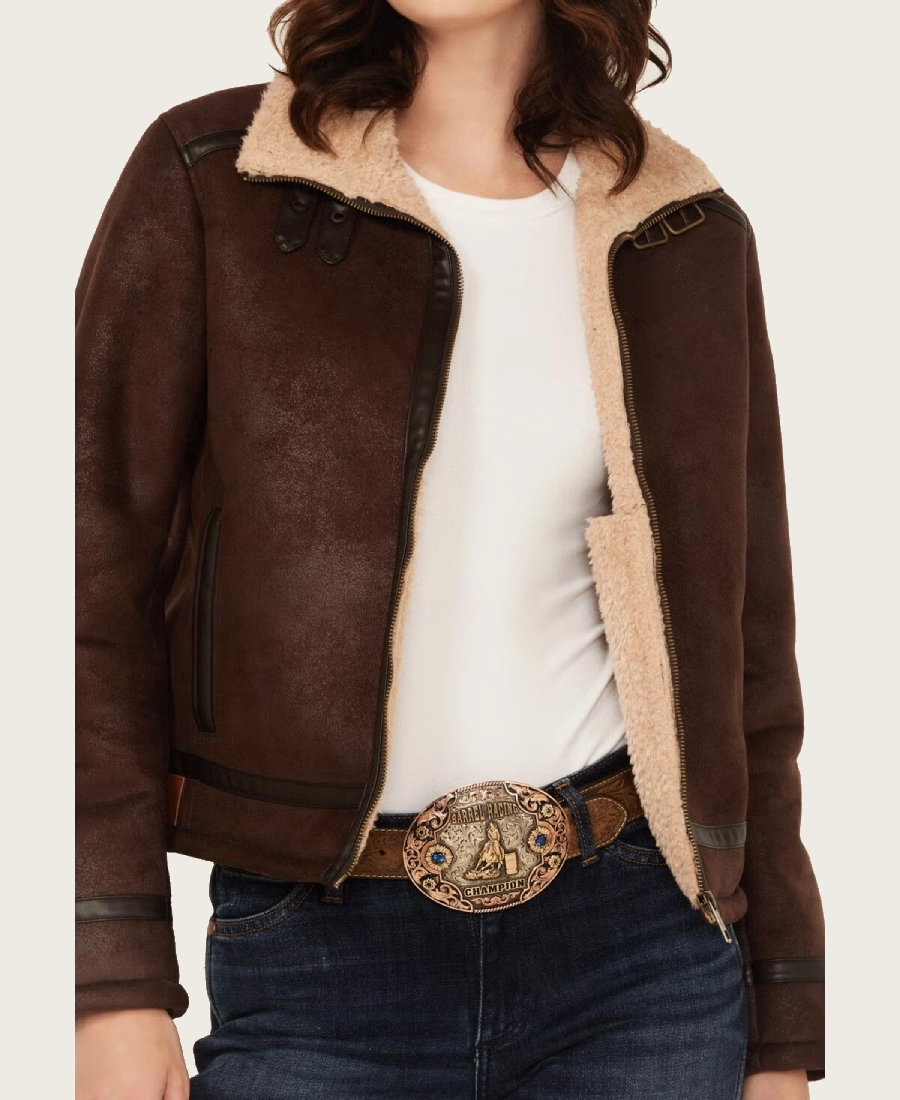 Sierra Midnight Womens Suede Shearling Lined Jacket