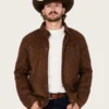 Woodly Mens Whipstitch Brown Leather Jacket