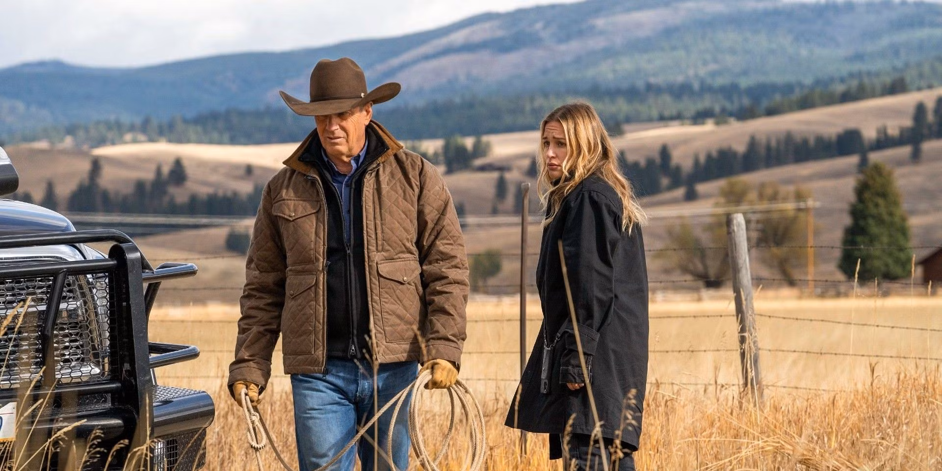 john dutton in yellowstone season 5 wear brown quilted jacket