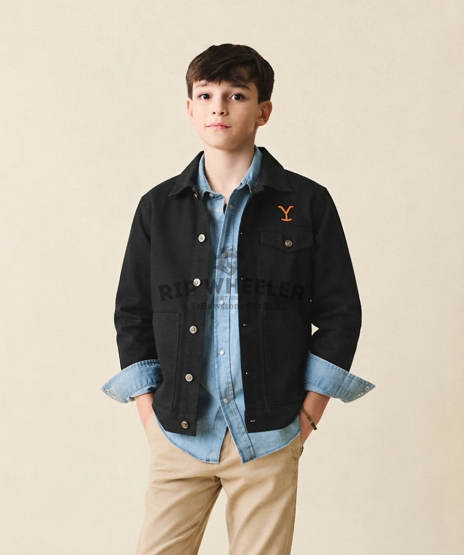 rip wheeler black cotton jacket for kid boy